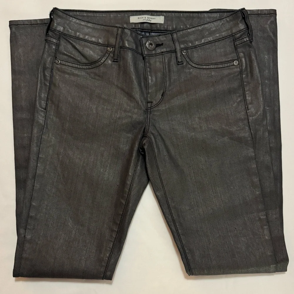 Rich & Skinny Waxed Charcoal Gray Denim Jeans Size 25 - Picture 3 of 6